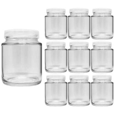 Imagem de Kit 10 Pote de Vidro 240ml Com Tampa Plástica Para Tempero - Super Pot