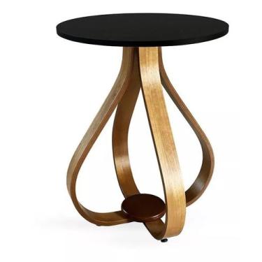 Imagem de Mesa Lateral Canto Cebola Laqueada Base Madeira Laminada Preta - JID D