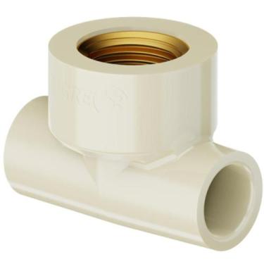 Imagem de Tê Aquatherm De Transposição CPVC Bege Para Condução De Canos E Tubo Á