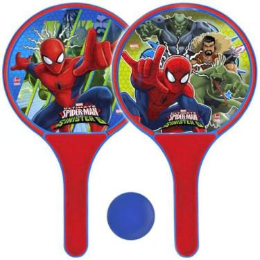 Imagem de Kit 2 Raquetes Homem Aranha Frescobol Spider Man Marvel - Lider, Verme