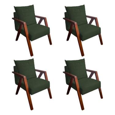 Imagem de Kit 4 Poltronas Monalisa para Recepção Mona Pés de Madeira Maciça Sued