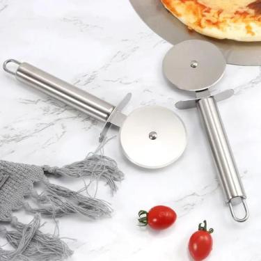Imagem de 2 Carretilha Inox Lisa Para Cortar Massas de Pizza e Pastel Cook - Art