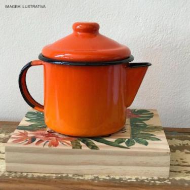 Imagem de Bule de Chá Esmaltado Bico Curto 600 ml Laranja Ewel