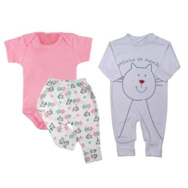 Imagem de Kit Roupinhas de Bebê 3 Peças Body Macacão Mijão - Koala Baby, M, Rosa