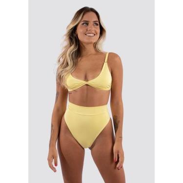 Imagem de Biquini Top Alcinha Calcinha Hot Pant Cintura Alta - Diluxo, P, Amarel