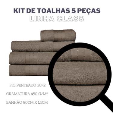 Imagem de Jogo de Banho 5 peças Toalha Banhão 100% Algodão Grossa Detalhe Decora