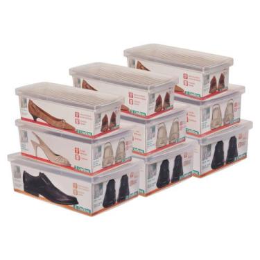 Imagem de Kit 9 Caixa De Sapato Transparente Organizar Tamanhos P M G - Ordene