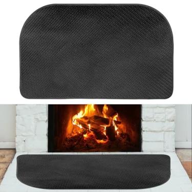Imagem de Tapete de lareira de 152 x 81 cm, tapete à prova de fogo de fibra de vidro espesso tapete de lareira antiderrapante preto resistente a chamas protetor de piso de lareira de brasa para interior e