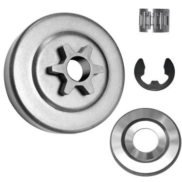 Imagem de Yutacorex 1123 640 2003 3/20.3 cm 6T kit de arruela de roda dentada de tambor de embreagem E-Clip adequado para Stihl 019T, MS191T, MS170, MS170C, MS180C, 017, 018, MS190T Motosserra (4 peças)
