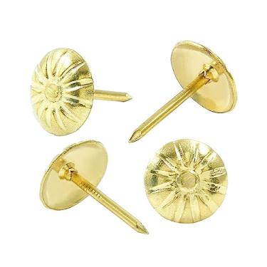 Imagem de Auvotuis 100 peças de tachas decorativas de estofamento de latão dourado, móveis antigos, faça você mesmo, pregos, margarida, para sofá, porta e artesanato (11 * 16 mm)