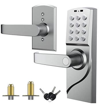 Imagem de Fechadura de porta com teclado, fechadura digital Smartcode para porta da frente, sem chave comercial, entrada sem chave com alça para quarto, escritório e aluguel de casa, prateado (mão esquerda) 1