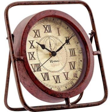 Imagem de Relógio Mesa 25cm Retrô Ferro Aço Vintage Romano Velho 6487