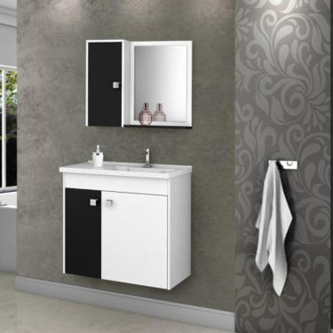 Imagem de Conjunto Gabinete E Espelheira Colmar Branco Preto Fosco