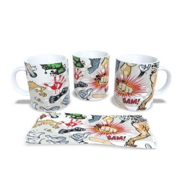 Imagem de Caneca Branca de Porcelana Personalizada Coleção Luta em Quadrinhos - 