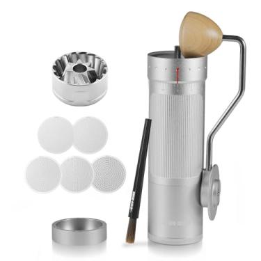 Imagem de MHW-3BOMBER Moedor de café manual R3 com rebarba cônica de aço inoxidável CNC e 5 telas para prensa francesa, gotejamento, expresso, ajustável externamente, moedor de grãos de café manual com caixa