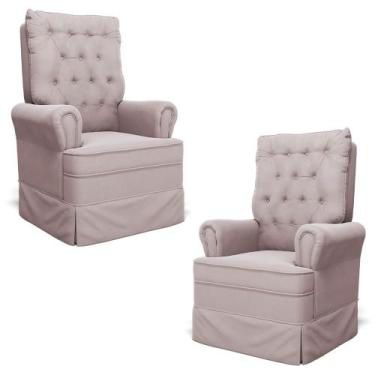 Imagem de Kit 02 Poltronas de Amamentação e Descanso Com Balanço Laís G05 Veludo