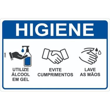 Imagem de Placa de Sinalização Orientação Higienize e Limpe Suas Mãos em PS (Pol