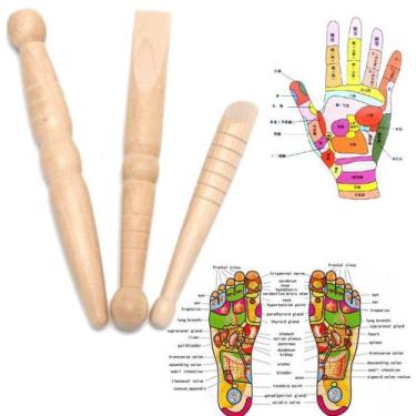 Imagem de Bastão Artesanal de Madeira Acupuntura Massagem (kit com 3) - wapshop