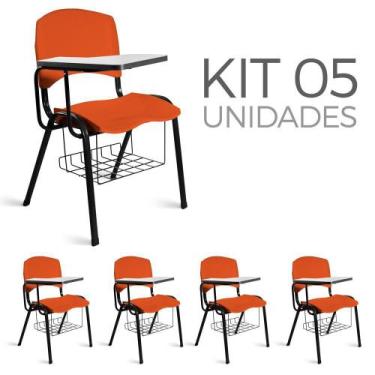 Imagem de Cadeira Plástica Universitária Kit 5 A/E Laranja Lara - Shop Cadeiras