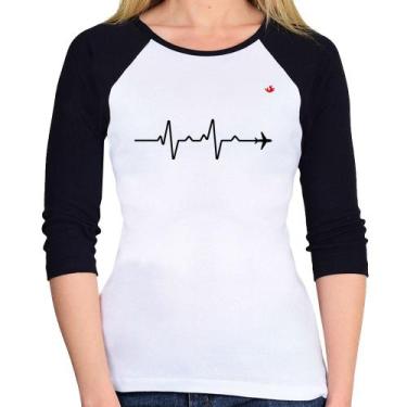 Imagem de Baby Look Raglan Batimentos Cardíacos Viagem Manga 3/4 - Foca na Moda,