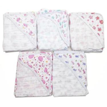 Imagem de Toalha Fralda Soft Com Capuz Bebê 85x85cm - 100% Algodão - Dugu, Femin