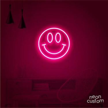 Imagem de luminaria letreiro Neon Led Smile 30x30 luminoso decoração p/ selfie -