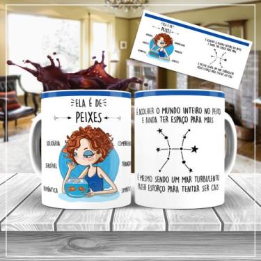 Imagem de Xícara Branca Porcelana Signo Peixes + Caixinha - RYLLO