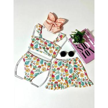 Imagem de Biquini infantil de menina 3 peças modinha verão lançamento blogueirin