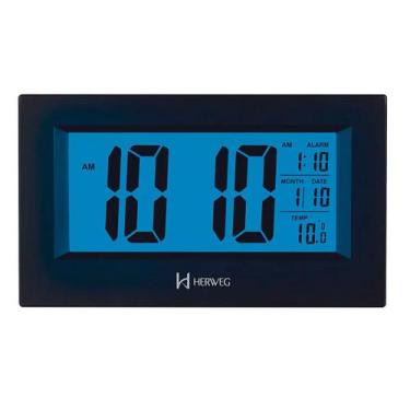 Imagem de Relógio Despertador Digital Herweg 2972 Luz, Temperatura, Preto