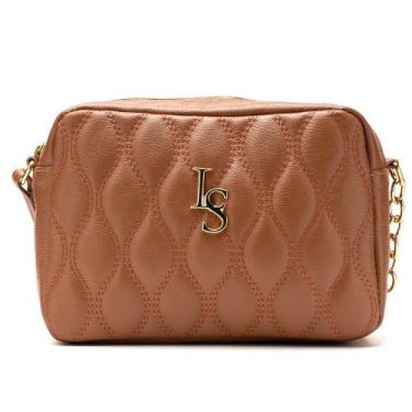 Imagem de Bolsa Feminina Pequena em Couro Legítimo Marrom Metalassê Alça em Corr