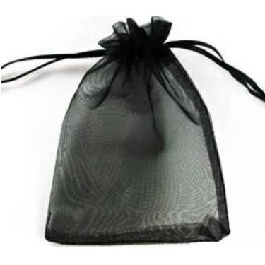 Imagem de 50 saquinhos de organza 9x12  fita cetim - teresaofertas, preto