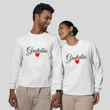 Imagem de Kit 2 Blusas Frio Moletom Careca Sem Capuz Casal Namorados Gratidão - 