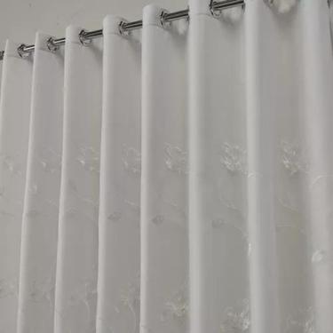 Imagem de Cortina Forrada E Voal Com Flor 4,00x2,50 Para Bastão - Salvatex Confe