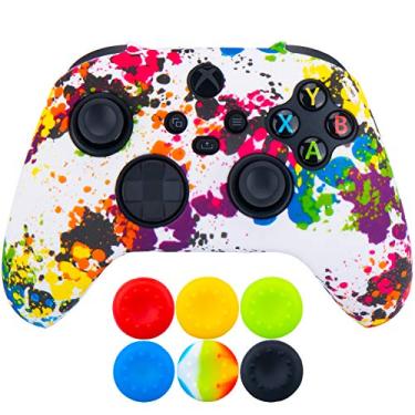 Imagem de 9CDeer 1 Piece of Silicone Transfer Print Protective Thick Cover Skin + 6 Thumb Grips for Xbox Series X/S Controller Graffiti