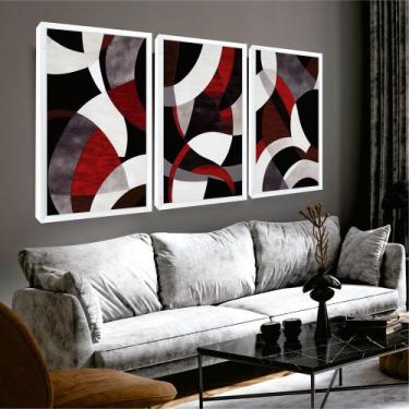 Imagem de Quadro Geométrico De Parede Tons Preto e Vermelho Luxo - Looks Objetos