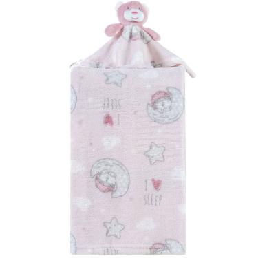 Imagem de Manta com Naninha Flannel Estampada para Bebê 75x100