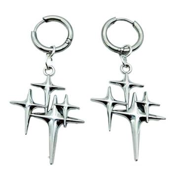 Imagem de CABEPHY Brincos Y2K Goth Punk farpado com pingente de coração para homens e mulheres brincos exclusivos de aço inoxidável emo estranho bruxo alternativo abstrato peculiar, Titânio Prata, Sem pedra