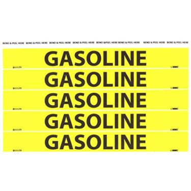Imagem de NMC Placa B1117Y Pipemarkers, Legend "Gasoline", 23 cm de comprimento x 2,5 cm de altura, tamanho carta de 3/10.2 cm, vinil sensível à pressão, preto sobre amarelo (pacote com 25)