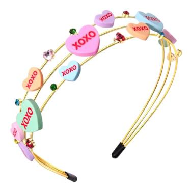 Imagem de NVENF Bandanas femininas para o Dia dos Namorados com coração para conversa, amor, xoxo, rosa, pirulito, doces, presentes de festa do dia dos namorados (padrão G)