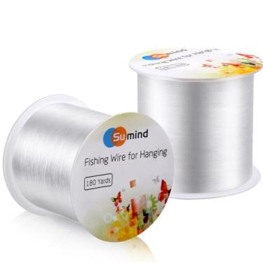 Imagem de Sumind 2 rolos de linha de pesca de nylon transparente cordão de pesca fio de nylon cristal fio de linha de pesca para contas de pulseira artesanal, 0,3 mm, total 360 jardas/329 m, sem elasticidade