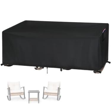 Imagem de Fizentia Capa para Móveis de Pátio, Capa Impermeável 3 Em 1 para Conjunto de Bistrô de Balanço de 3 Peças, Conjunto de Cadeiras de Balanço para Áreas Externas com 2 E Capa de Mesa, Capa para Móveis De