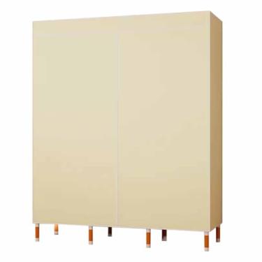 Imagem de Guarda-roupa Armário de guarda-roupa de cor sólida moderno simples oxford pano guarda-roupa de madeira maciça reforçado reforçado casa quarto montagem armazenamento armário