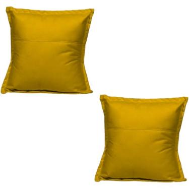 Imagem de Kit 2 Almofadas Decorativas Cheias Fofinhas Para Sofá Sala Poltrona Suede Mostarda