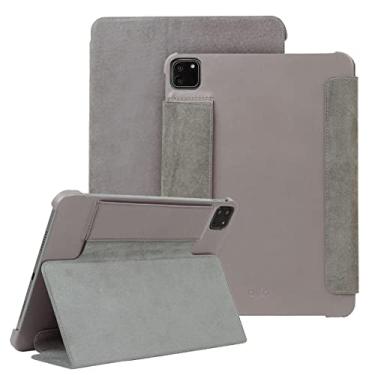 Imagem de Alto Capa de couro compatível com Apple iPad Air 11 polegadas M2 2024, iPad Air e iPad Pro 11 polegadas e 11 polegadas, capa de couro italiano premium (cinza cimento)