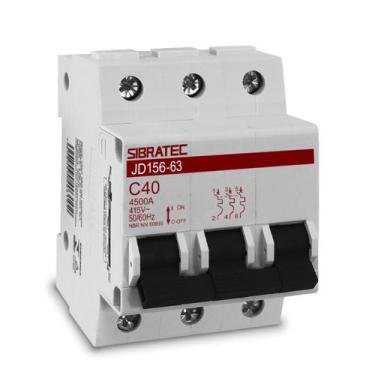 Imagem de Disjuntor Mini Tripolar JD156 40A Curva C 4,5kA Sibratec