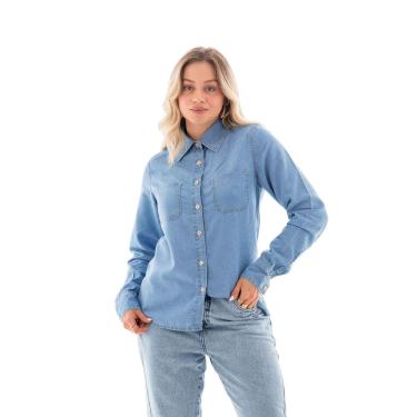 Imagem de Camisa Jeans M/l Feminina Arauto Leve