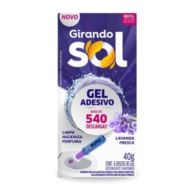 Imagem de Gel Adesivo Sanitário Refil Lavanda Fresca Girando Sol 40G, Desodoriza