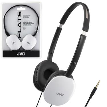 Imagem de JVC Fone de ouvido branco liso e dobrável colorido sem salto no ouvido com plugue fino HAS160W para telefone folheado a ouro de 1,2 m
