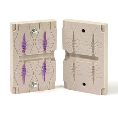 Imagem de best_nj Molde de isca de plástico macio para quatro cavidades, moldes de injeção para iscas de pesca faça-você-mesmo StoneFly 3,8 cm