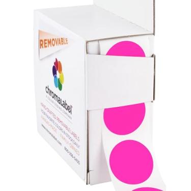 Imagem de ChromaLabel Etiqueta redonda de 2,5 cm, etiqueta removível, código de cor, 1000 etiquetas por caixa dispensadora, rosa fluorescente